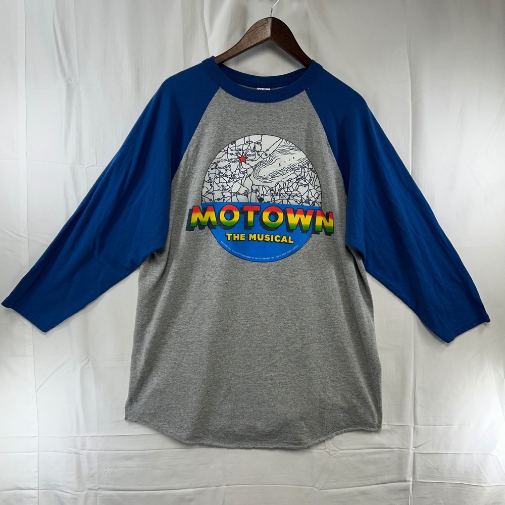 Augusta Sportswear Motown The Musical Raglan Mens 2XL Gray Blue Graphic Tee